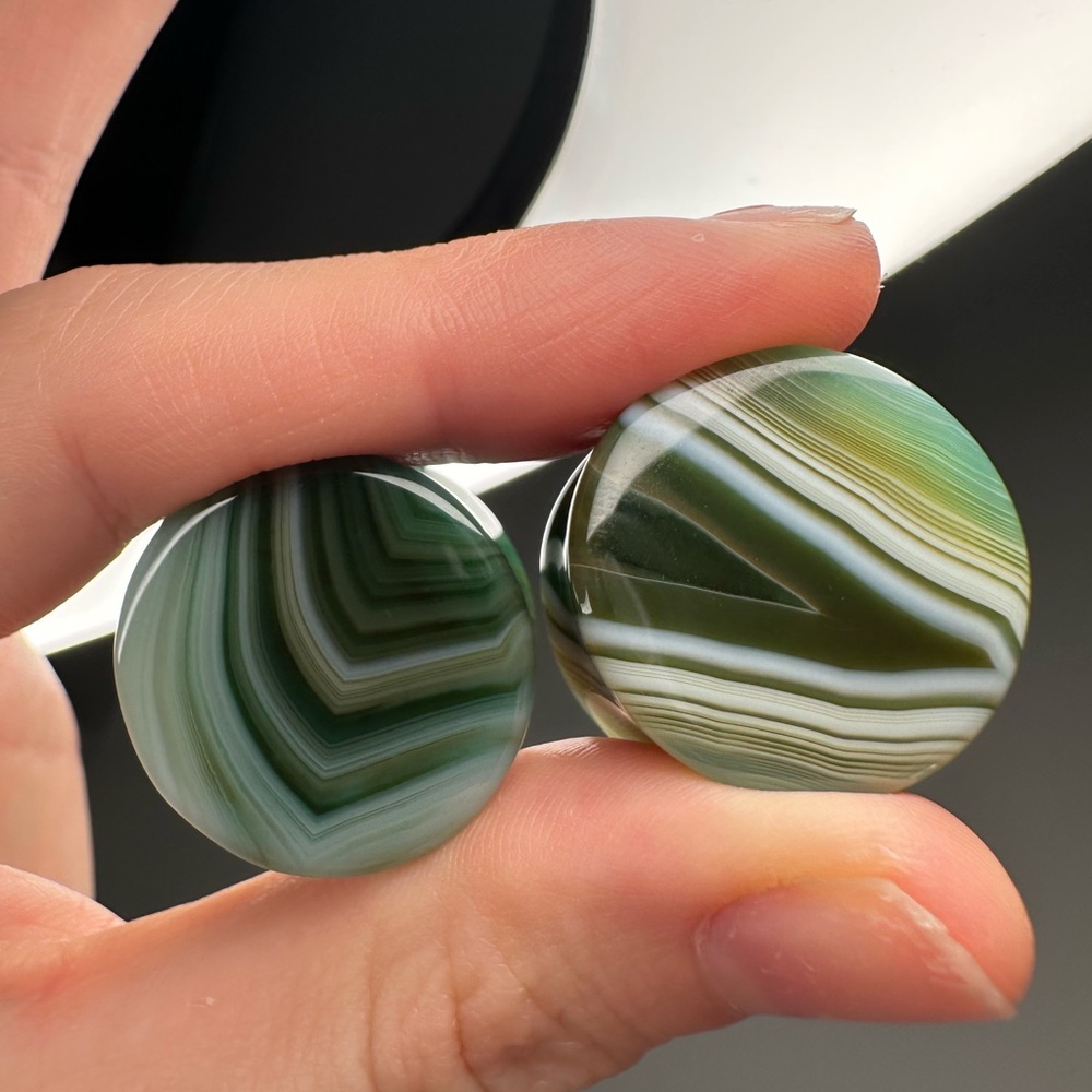 Green Stone Lace Agate 3/4th Gauges Plugs